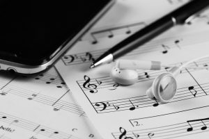 Sheet music with a number of accessories